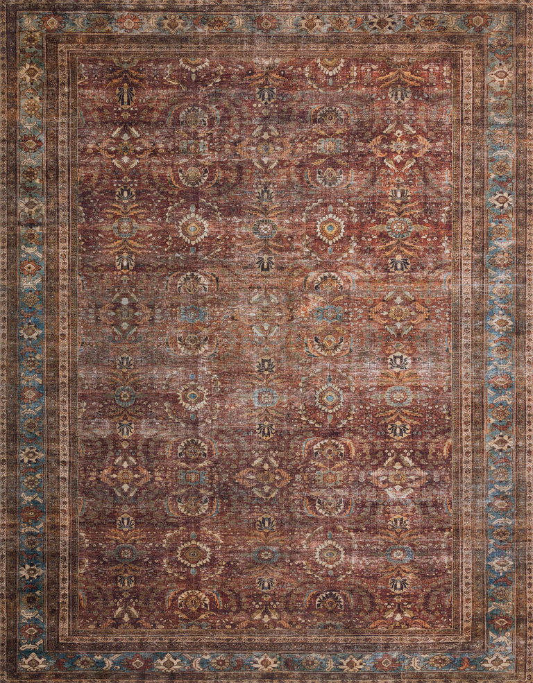 Loloi II Layla Collection Rug in Brick, Blue - 2'6" x 12'0"
