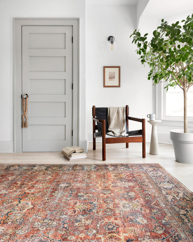 Loloi II Layla Collection Rug in Spice, Marine - 2.5' x 7'6"