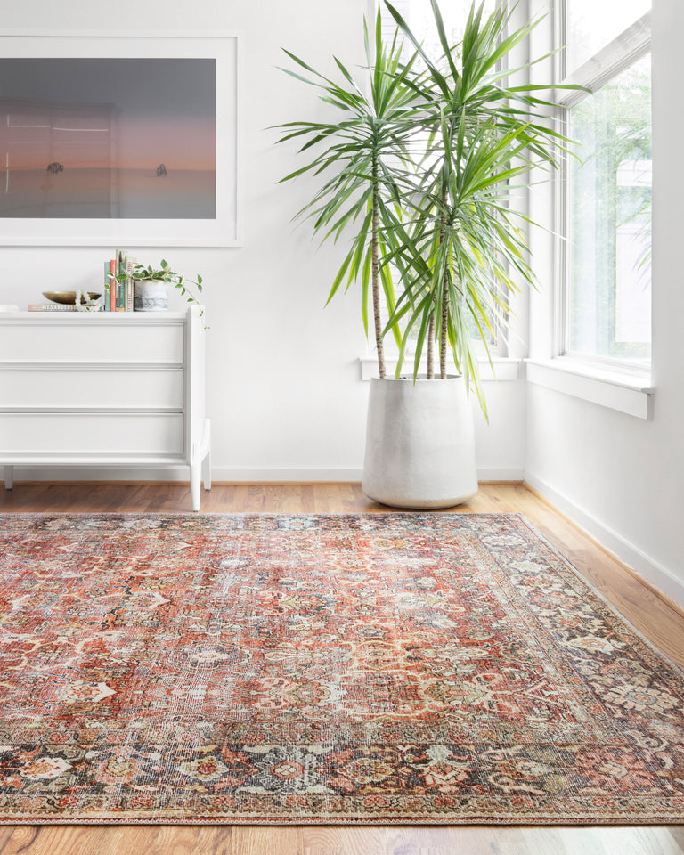 Loloi II Layla Collection Rug in Spice, Marine - 2'6" x 9'6"