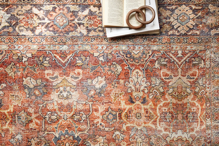 Loloi II Layla Collection Rug in Spice, Marine - 5' x 7'6"