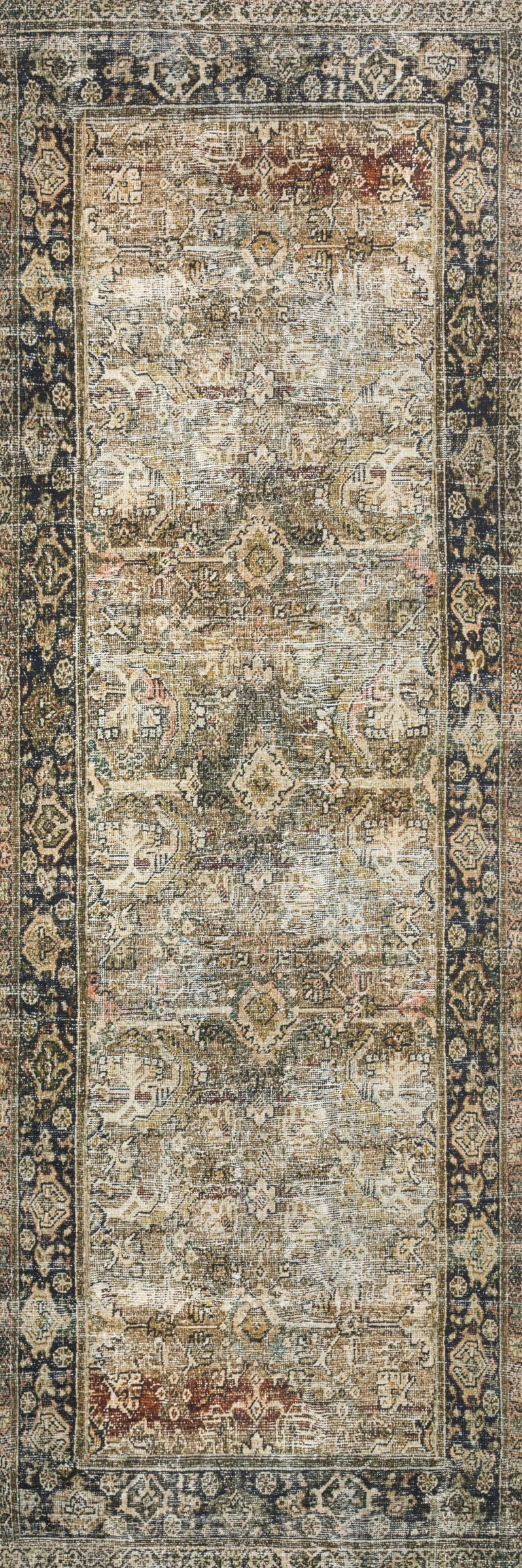 Loloi II Layla Collection Rug in Olive, Charcoal - 2'6" x 9'6"