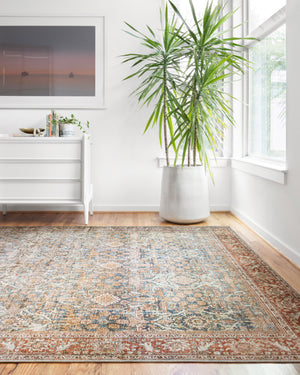 Loloi II Layla Collection Rug in Ocean, Rust - 2'0" x 5'0"