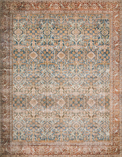Loloi II Layla Collection Rug in Ocean, Rust - 2'6" x 12'0"