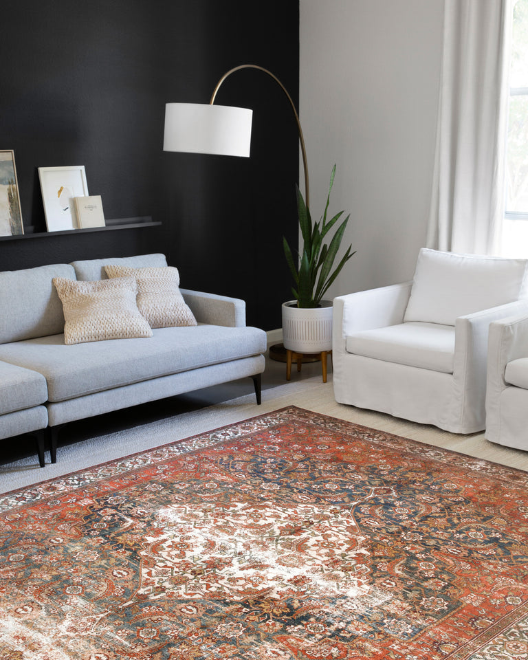 Loloi II Layla Collection Rug in Ocean, Multi - 2'6" x 9'6"