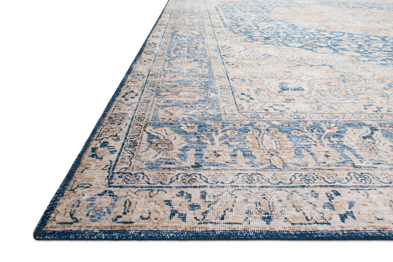 Loloi II Layla Collection Rug in Blue, Tangerine - 2'6" x 12'0"