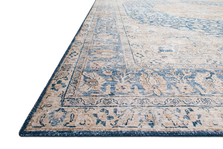Loloi II Layla Collection Rug in Blue, Tangerine - 2.5' x 7'6"