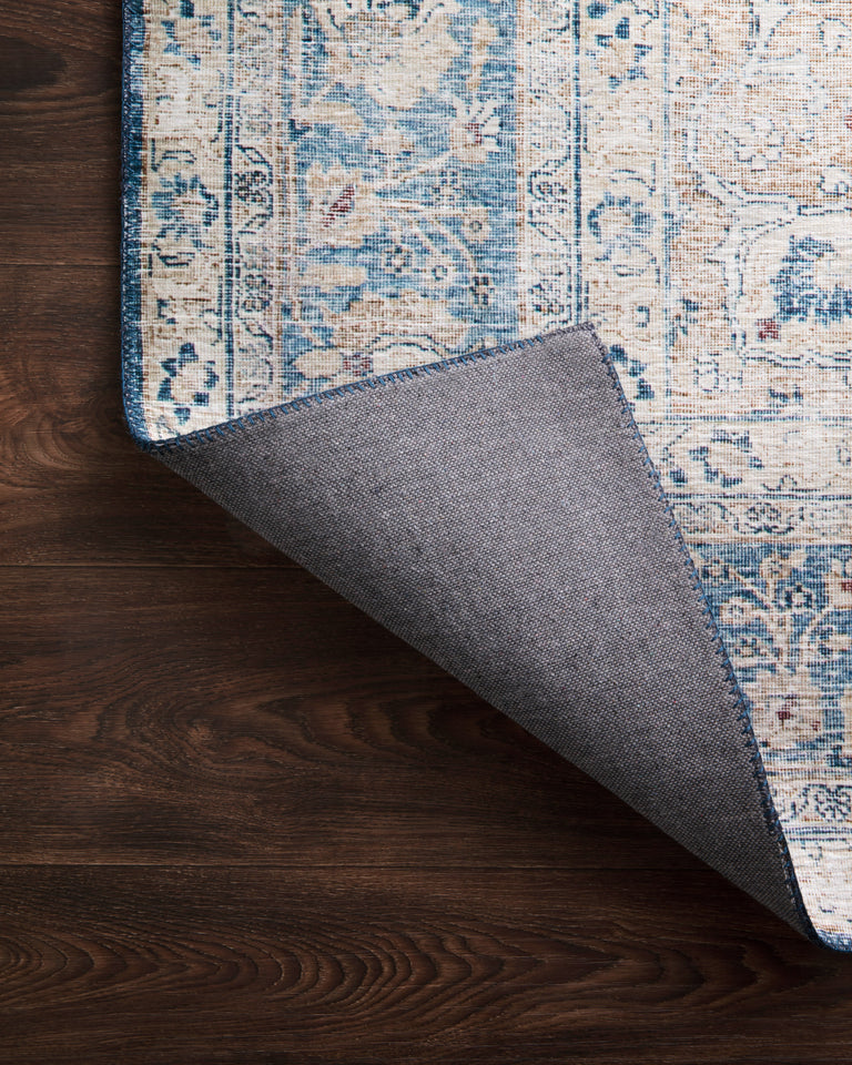 Loloi II Layla Collection Rug in Blue, Tangerine - 2.5' x 7'6"