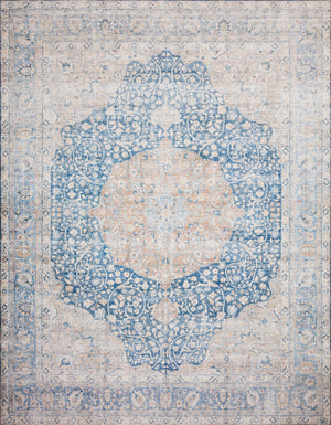 Loloi II Layla Collection Rug in Blue, Tangerine - 2'0" x 5'0"