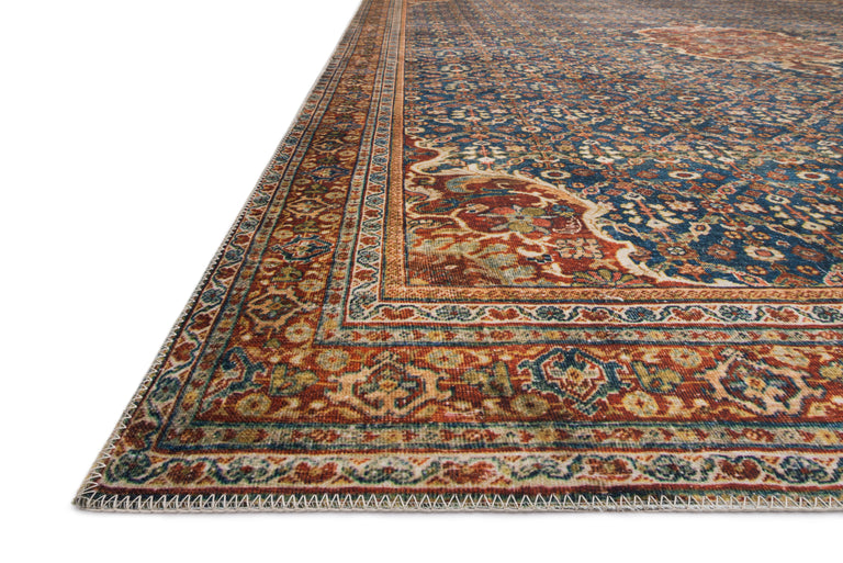 Loloi II Layla Collection Rug in Cobalt Blue, Spice - 2.5' x 7'6"