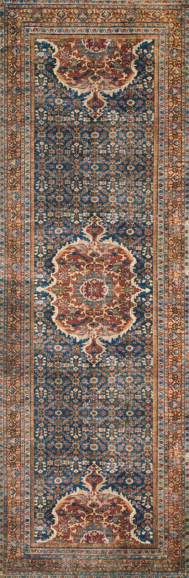 Loloi II Layla Collection Rug in Cobalt Blue, Spice - 2'6" x 9'6"
