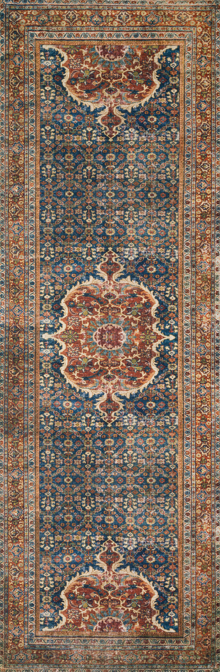 Loloi II Layla Collection Rug in Cobalt Blue, Spice - 5' x 7'6"