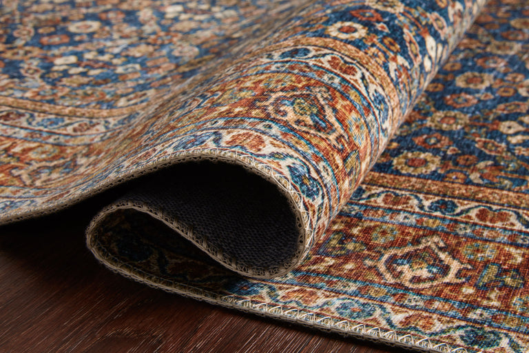 Loloi II Layla Collection Rug in Cobalt Blue, Spice - 5' x 7'6"