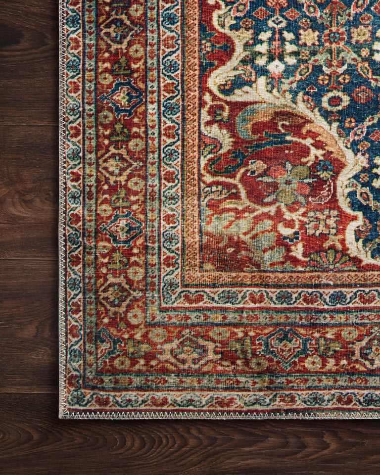 Loloi II Layla Collection Rug in Cobalt Blue, Spice - 5' x 7'6"