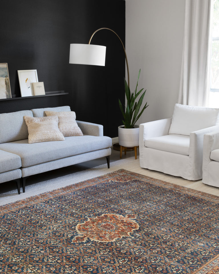 Loloi II Layla Collection Rug in Cobalt Blue, Spice - 5' x 7'6"