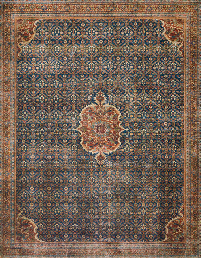 Loloi II Layla Collection Rug in Cobalt Blue, Spice - 2'6" x 9'6"
