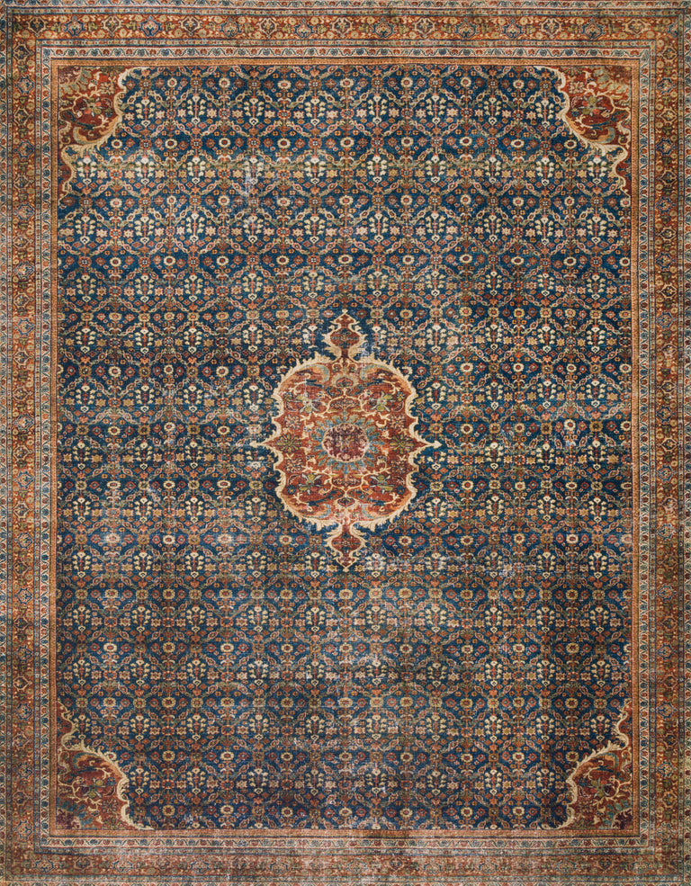 Loloi II Layla Collection Rug in Cobalt Blue, Spice - 2'0" x 5'0"