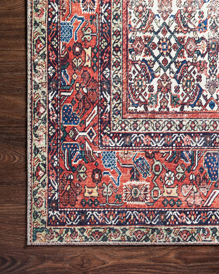 Loloi II Layla Collection Rug in Ivory, Brick - 2'6" x 12'0"