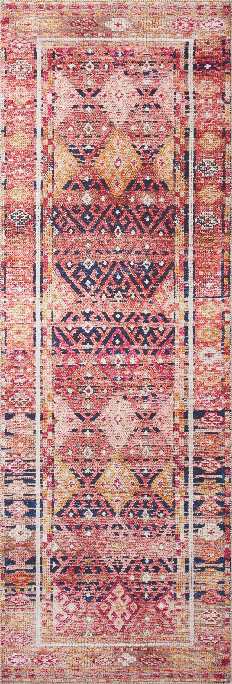 Loloi II Layla Collection Rug in Magenta, Multi - 2'6" x 12'0"