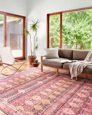 Loloi II Layla Collection Rug in Magenta, Multi - 2.5' x 7'6"