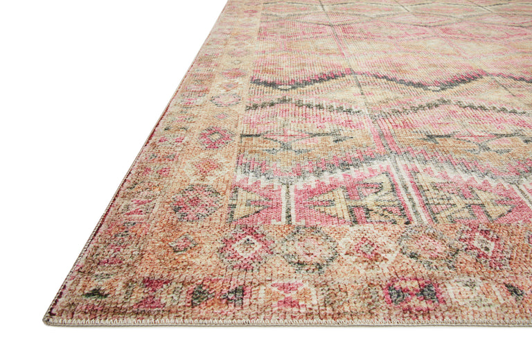 Loloi II Layla Collection Rug in Pink, Lagoon - 2'6" x 9'6"