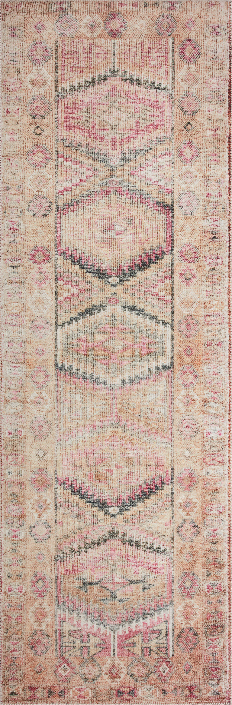 Loloi II Layla Collection Rug in Pink, Lagoon - 2'6" x 9'6"