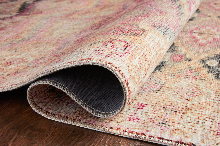Loloi II Layla Collection Rug in Pink, Lagoon - 2'6" x 9'6"