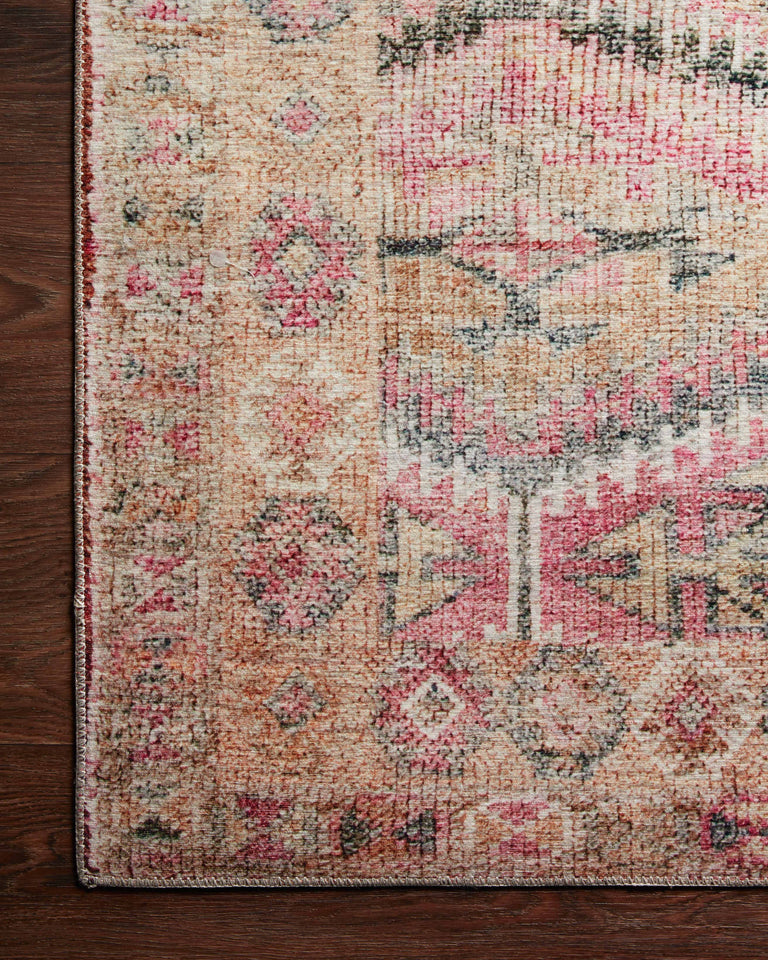 Loloi II Layla Collection Rug in Pink, Lagoon - 2'6" x 9'6"