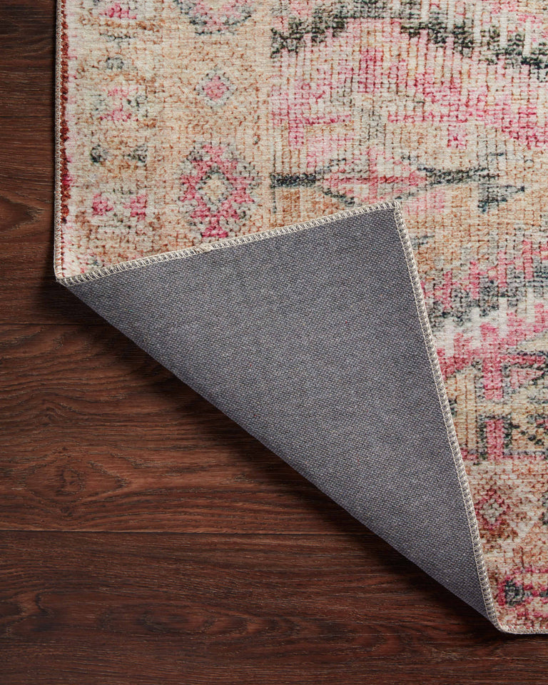 Loloi II Layla Collection Rug in Pink, Lagoon - 2'6" x 9'6"