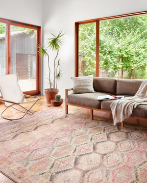 Loloi II Layla Collection Rug in Pink, Lagoon - 2'3" x 3'9"