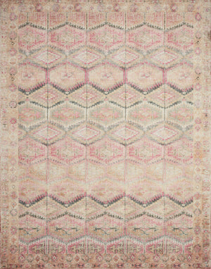 Loloi II Layla Collection Rug in Pink, Lagoon - 2'6" x 9'6"