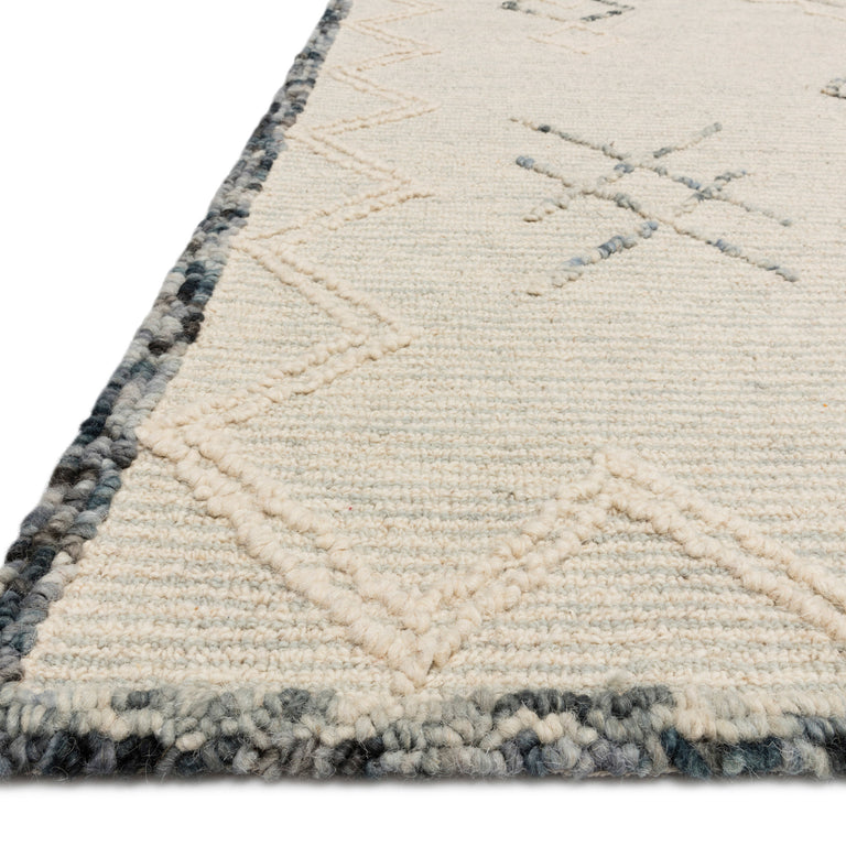 Loloi Rugs Leela Collection Rug in Ocean, White - 7'9" x 9'9"