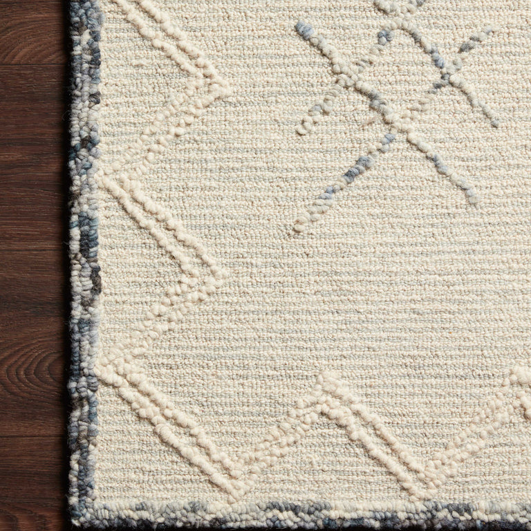 Loloi Rugs Leela Collection Rug in Ocean, White - 7'9" x 9'9"