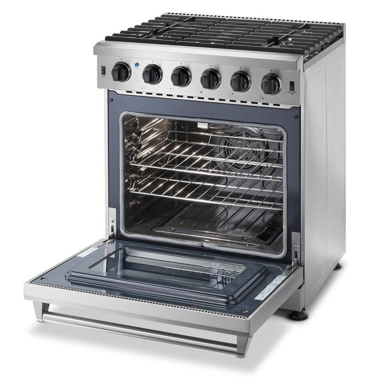 Thor Kitchen Appliance Package - 30 in. Natural Gas Range, Range Hood, Microwave Drawer, Refrigerator, Dishwasher, Wine Cooler, AP-LRG3001U-8