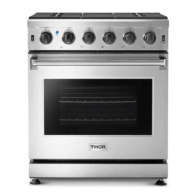 Thor Kitchen Package - 30" Gas Range, Range Hood, Microwave, Refrigerator, Dishwasher, AP-LRG3001U-7