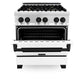 ZLINE Autograph 30" 4.0 cu. ft. Dual Fuel Range with White Matte Door and Black Matte Accents, RAZ-WM-30-MB