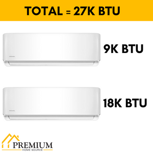MRCOOL DIY Mini Split - 27,000 BTU 2 Zone Ductless Air Conditioner and Heat Pump with 16 ft. and 25 ft. Install Kit, DIYM227HPW01C01