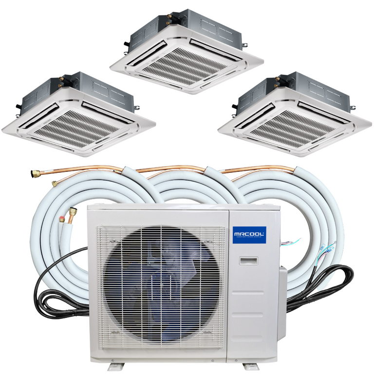 MRCOOL Olympus Mini Split - 36K BTU 3 Zone Ductless Ceiling Cassette, Heat Pump and 16 ft. Flared Lineset, OLY36-C-3-12-16