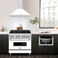 ZLINE 36 Inch Stainless Steel Range Hood with White Matte Shell and Stainless Steel Handle, KB4STX-WM-36