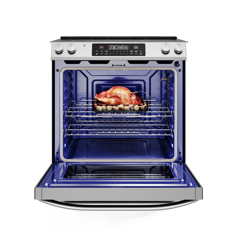 Midea 30 In. Slide-in Electric Range with 6.3 cu. ft. Self-Cleaning Oven in Stainless Steel, MES30S2AST