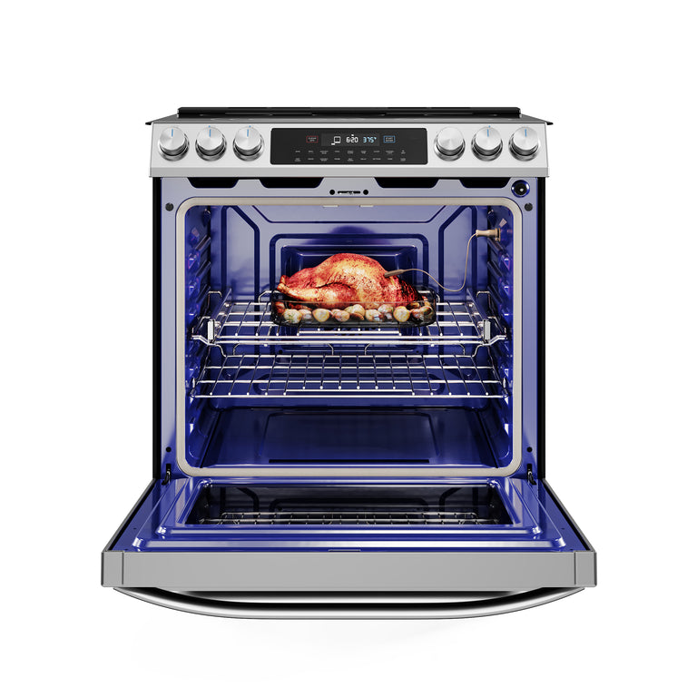 Midea 30 In. Slide-In Electric Range 6.3 cu. ft. Self-Cleaning Oven in Stainless Steel, MES30S4AST