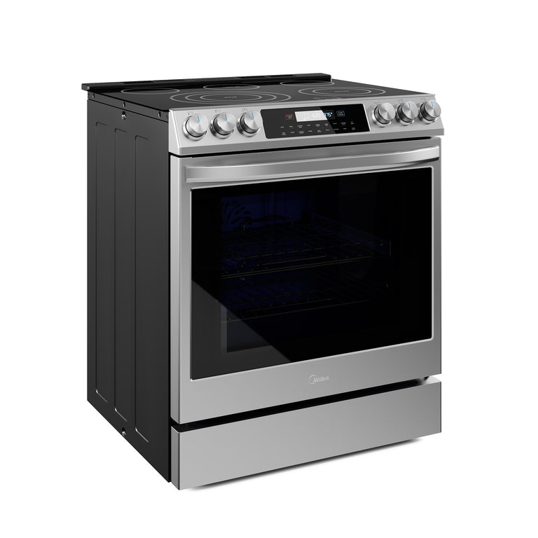 Midea 30 In. Slide-In Electric Range 6.3 cu. ft. Self-Cleaning Oven in Stainless Steel, MES30S4AST