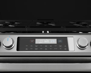 Midea 30 In. Slide-In Gas Range with 6.1 cu. ft. Self-Cleaning Oven in Stainless Steel, MGS30S2AST