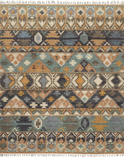 Loloi Rugs Owen Collection Rug in Ocean, Camel - 5' x 7'6"