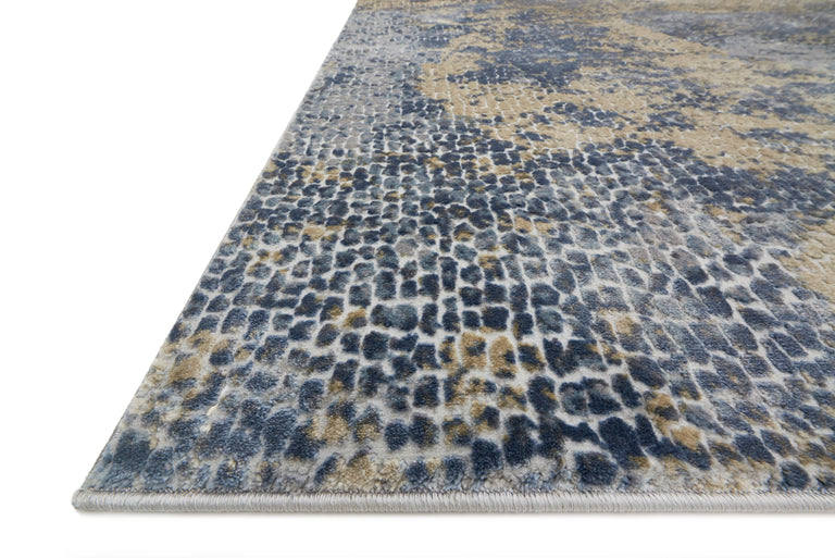 Loloi Rugs Patina Collection Rug in Ocean, Gold - 7'10" x 7'10"