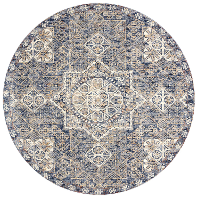 Loloi Rugs Porcia Collection Rug in Blue, Blue - 7'10" x 7'10", PORCPB-02BBBB7A0R