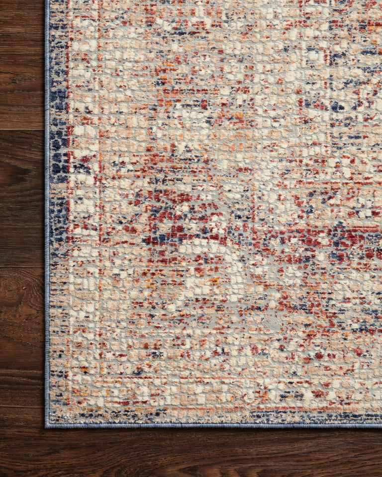 Loloi Rugs Porcia Collection Rug in Ivory, Red - 7'10" x 7'10"