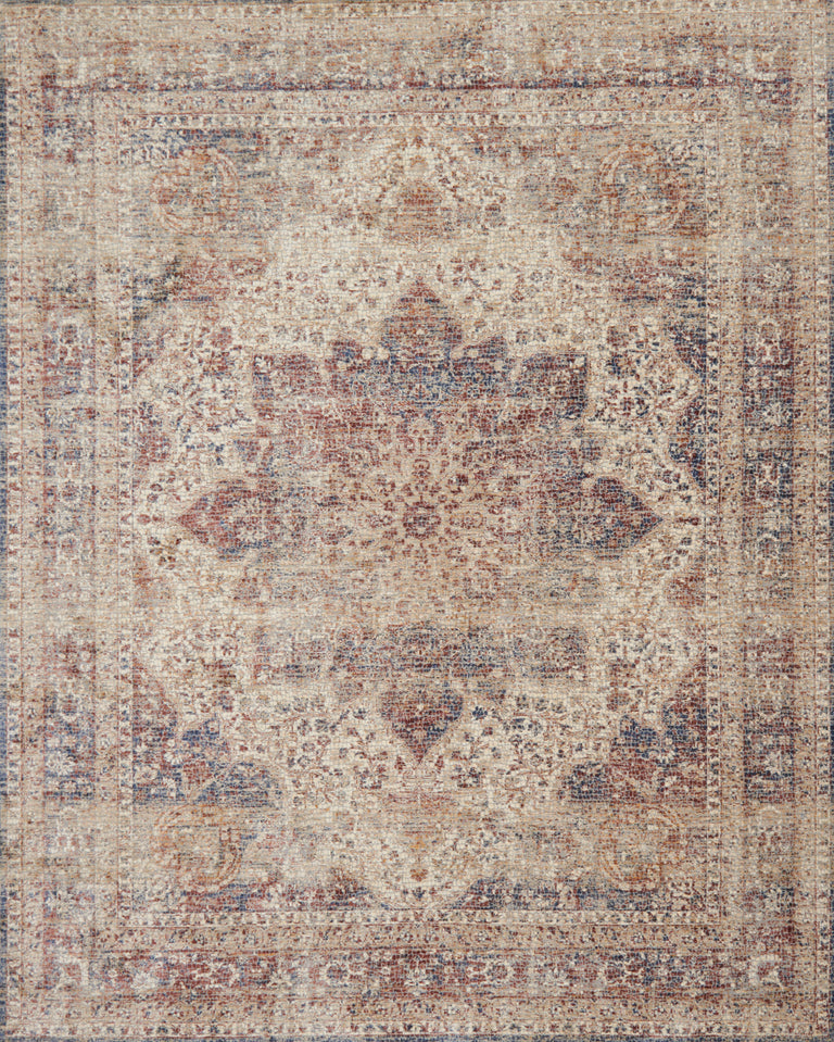 Loloi Rugs Porcia Collection Rug in Ivory, Red - 7'10" x 7'10"