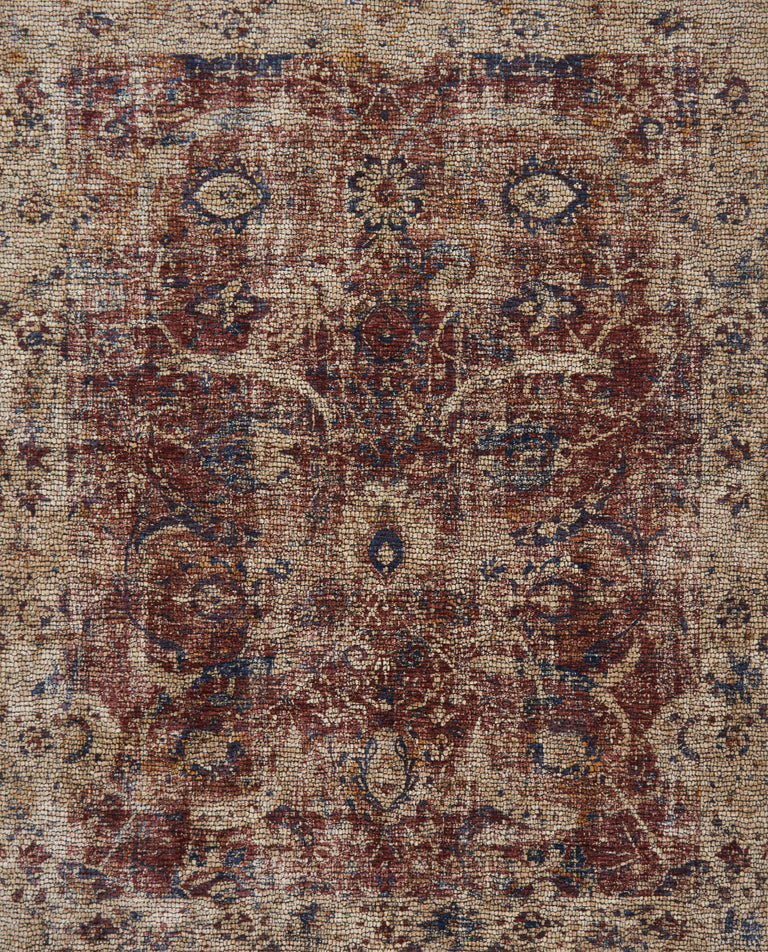 Loloi Rugs Porcia Collection Rug in Red, Beige - 7'10" x 7'10"