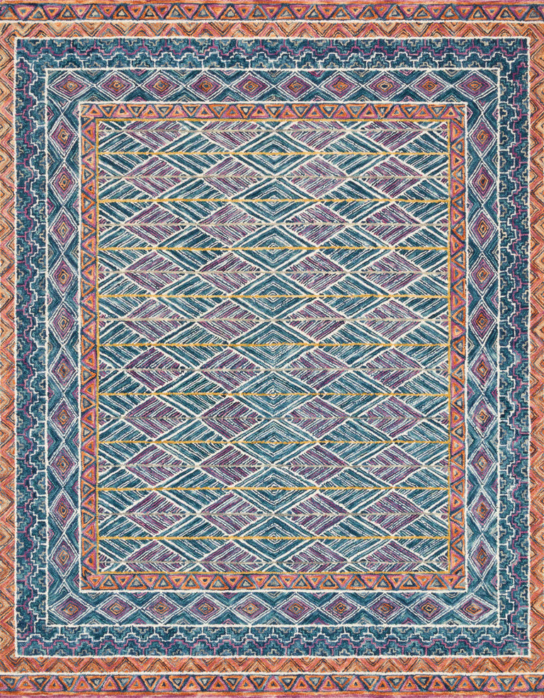 Loloi Rugs Priti Collection Rug in Teal, Fiesta - 9'3" x 13'