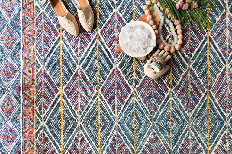 Loloi Rugs Priti Collection Rug in Teal, Fiesta - 9'3" x 13'